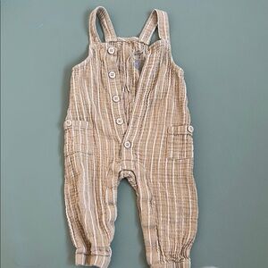 Tan Striped Kids Overalls